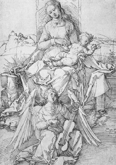 Albrecht Durer The Madonna and Child with a Music-making Angel
